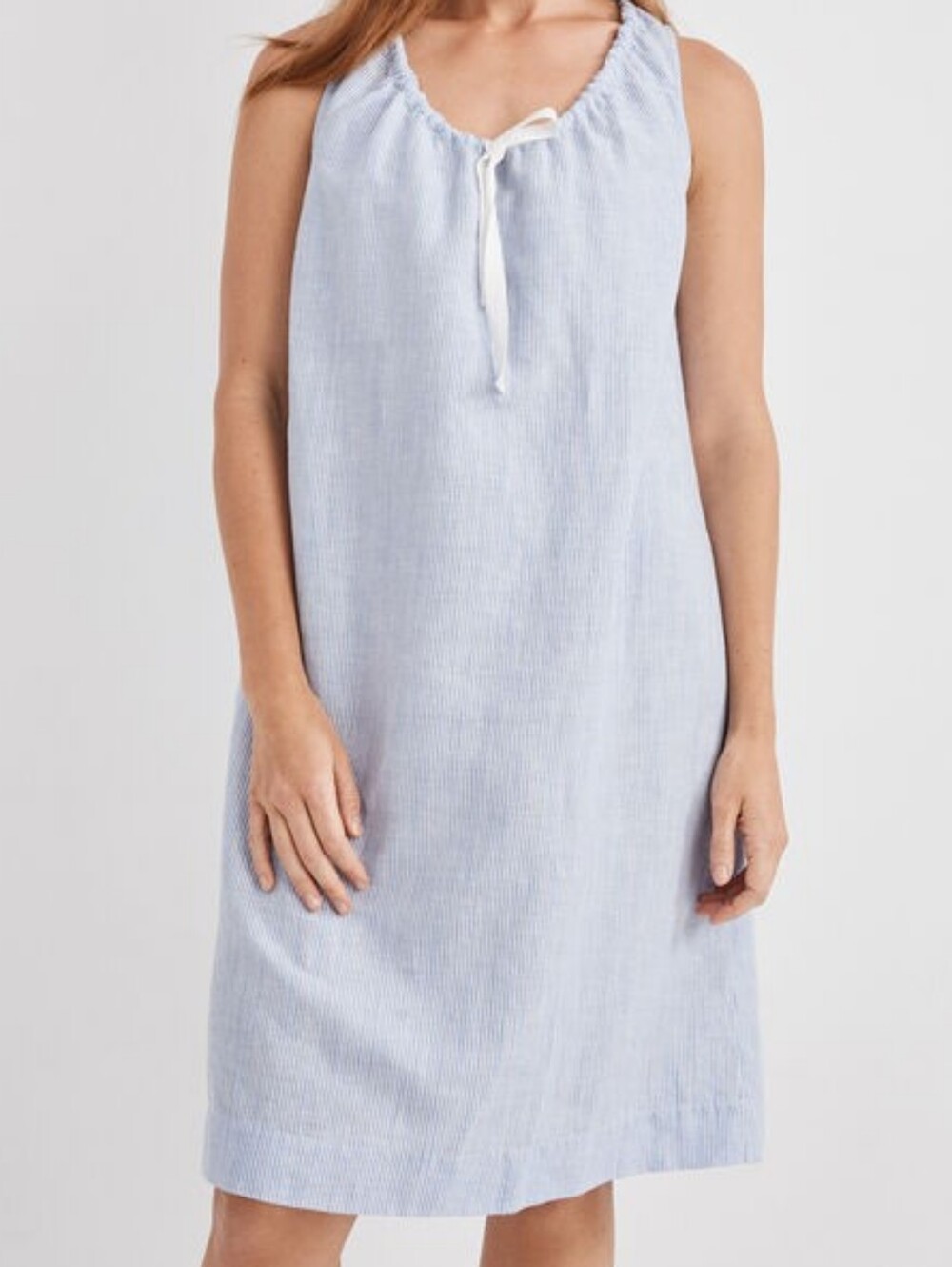Haven By Talbots Linen Cotton Pinstripe Sleep Dress Blue & White Strip Size XS